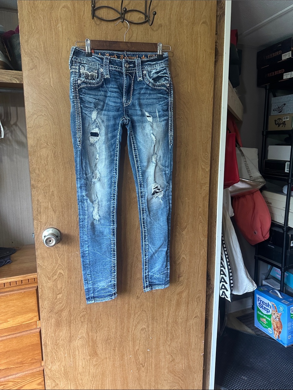 Rock Revival Distressed Blue Ankle Jeans